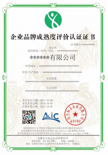 企业品牌成熟度评价认证